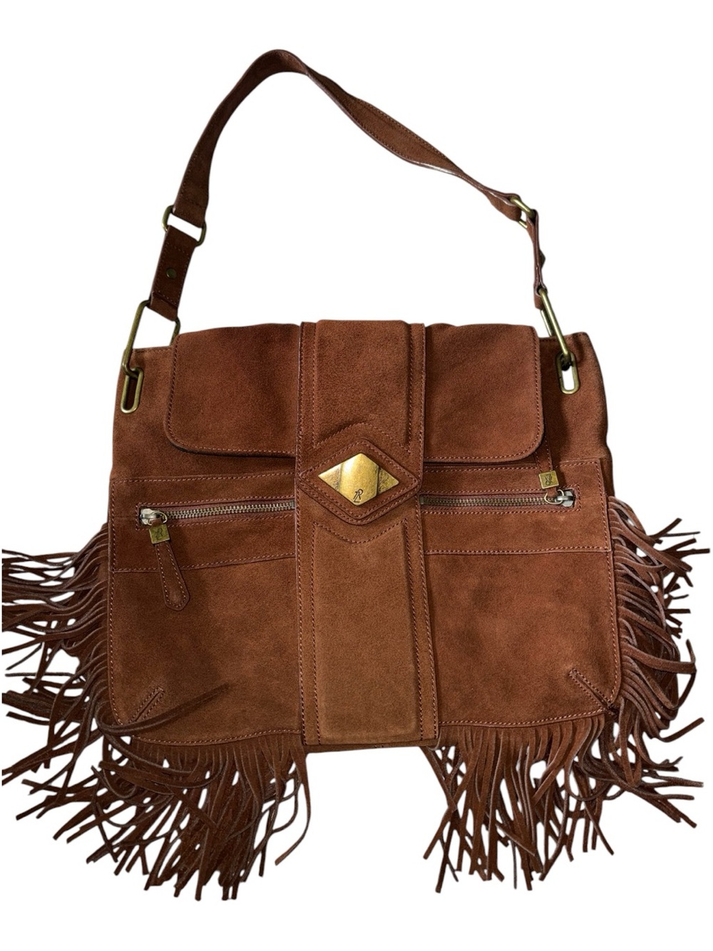Rachel Zoe Brown Suede Fringe Messenger Bag